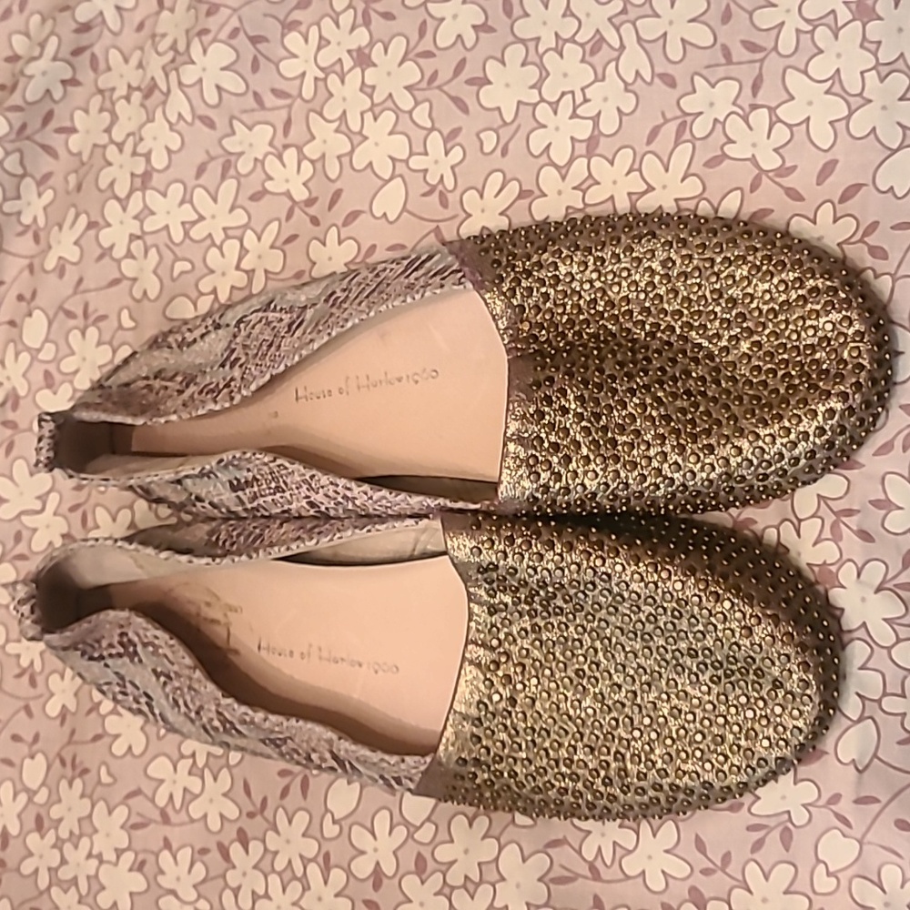 House of Harlow 1960 KYE studded brown rose gold approx size 7 euro 37.5